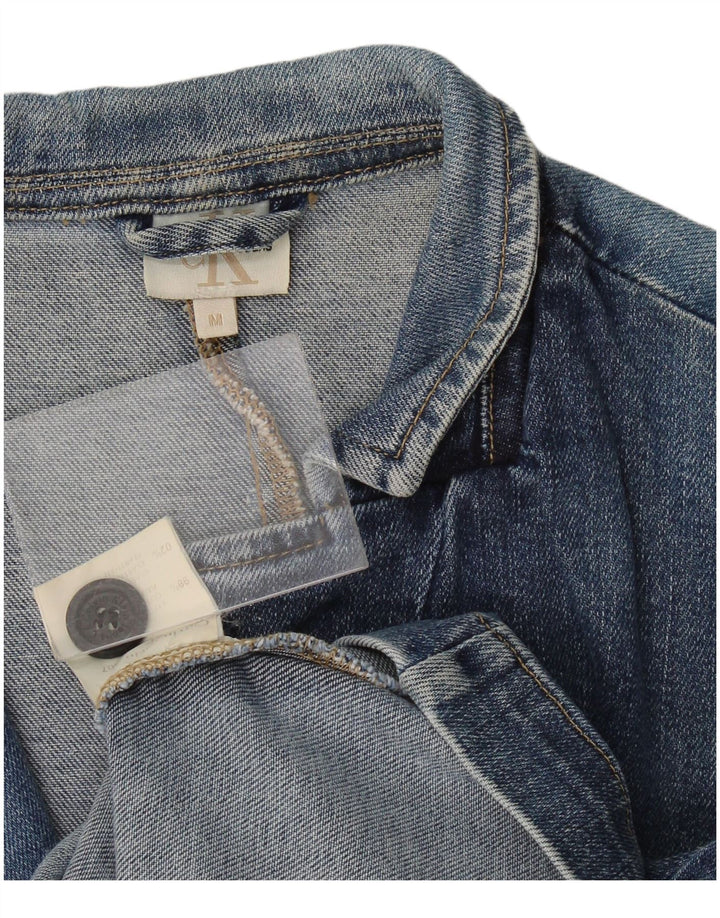 Giacca blazer in denim a 2 bottoni da donna Calvin Klein UK 12 cotone blu medio