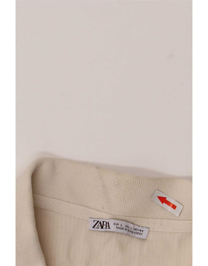 Polo da uomo Zara grande in cotone bianco sporco