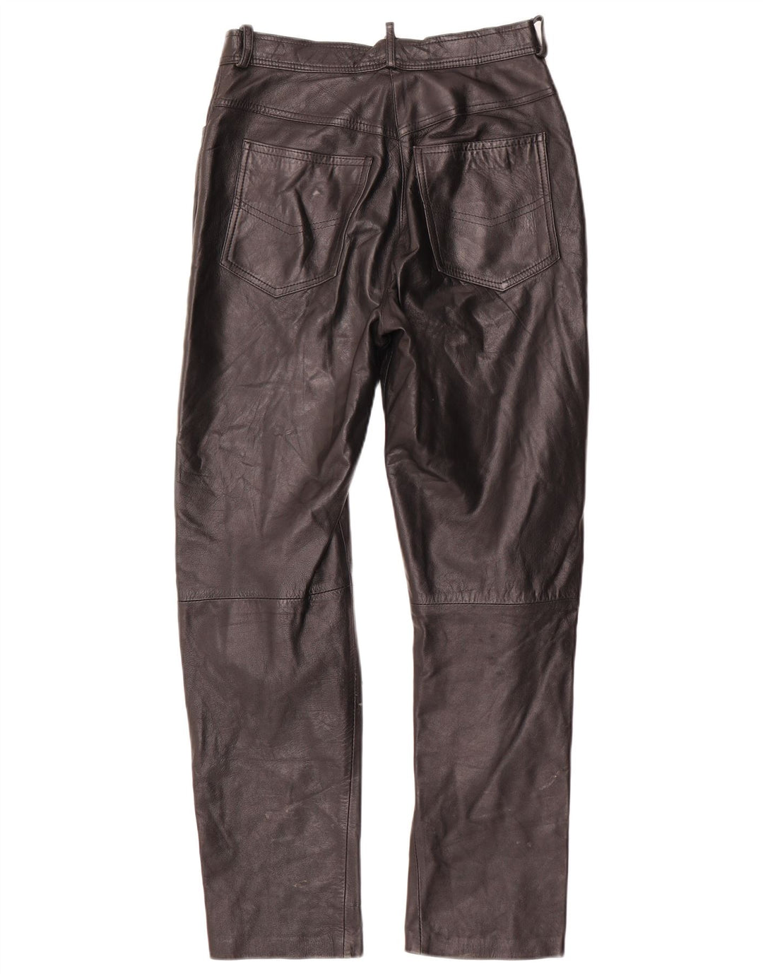 Pantaloni dritti da donna VINTAGE IT 42 medio W28 L29 pelle nera