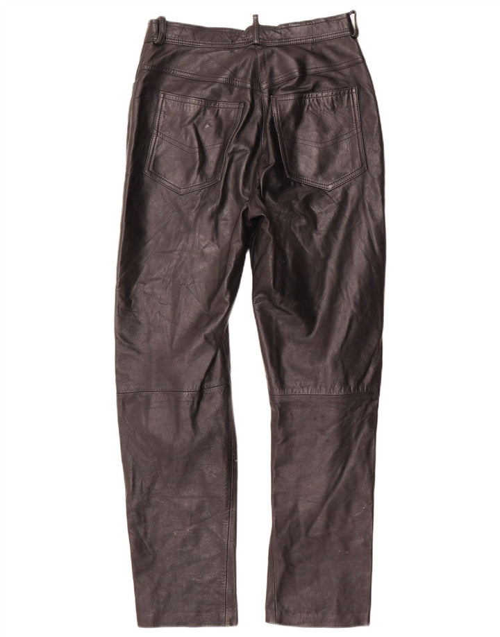 Pantaloni dritti da donna VINTAGE IT 42 medio W28 L29 pelle nera