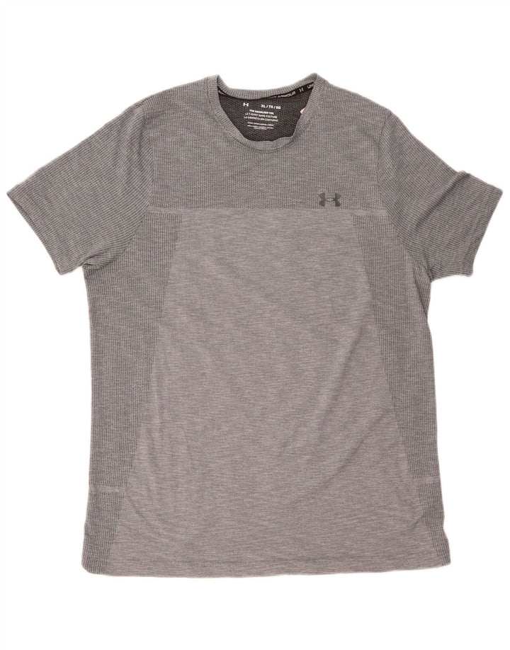T-shirt da uomo Under Armour Top XL poliestere gessato grigio