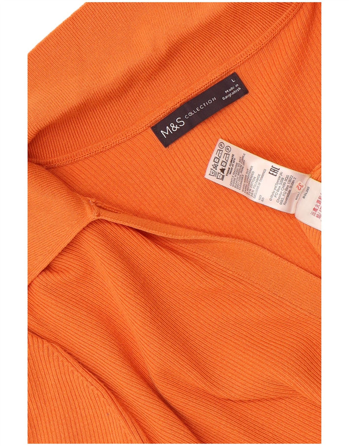 Polo da donna Marks & Spencer UK 16 grande in cotone arancione