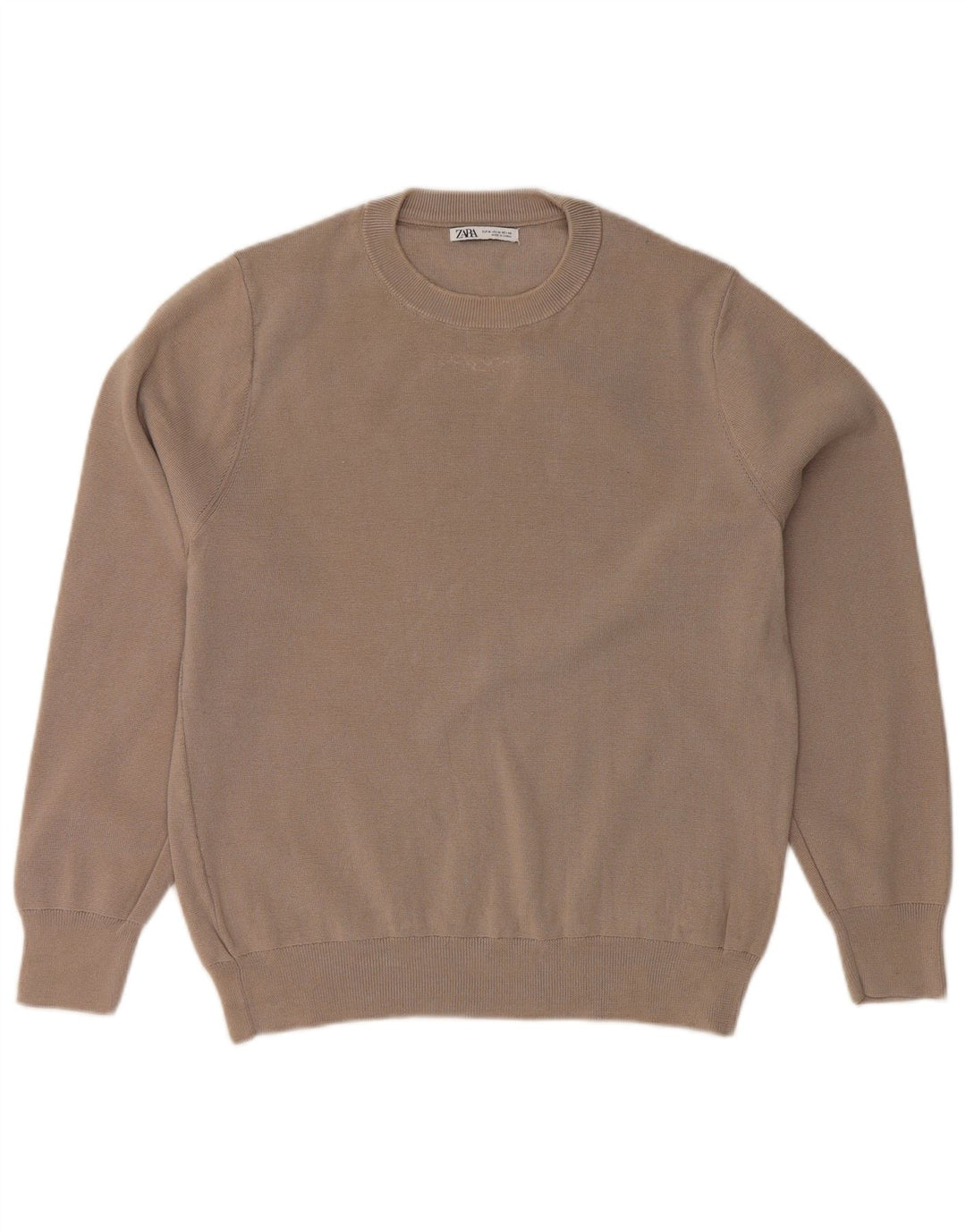 Maglione Girocollo Da Donna ZARA UK 14 Cotone Grigio Medio