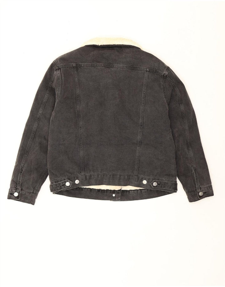 Topshop Giacca da donna in denim Sherpa UK 12 Cotone grigio medio