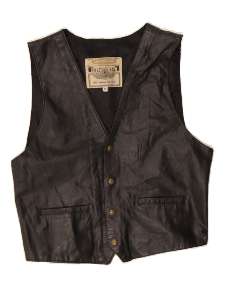 RIFLE Mens Leather Waistcoat Medium Black Leather Vintage Rifle and Second-Hand Rifle from Messina Hembry 