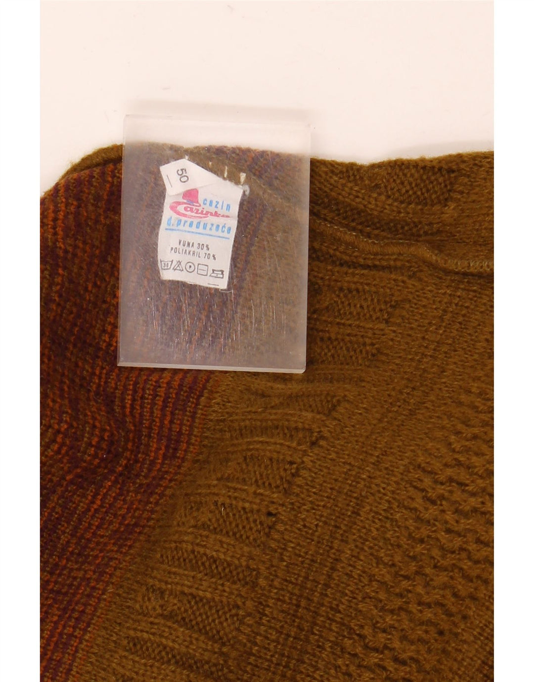 Maglione vintage da uomo con collo a bottoni EU 50 Medio Khaki Fair Isle