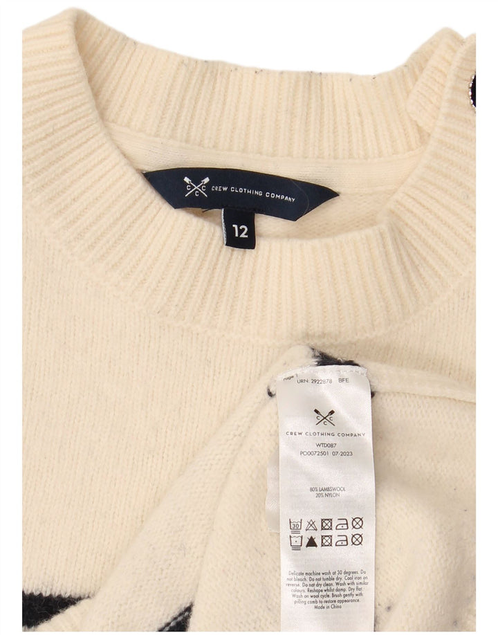 CREW CLOTHING Maglione maglione girocollo da donna UK 12 medio bianco sporco