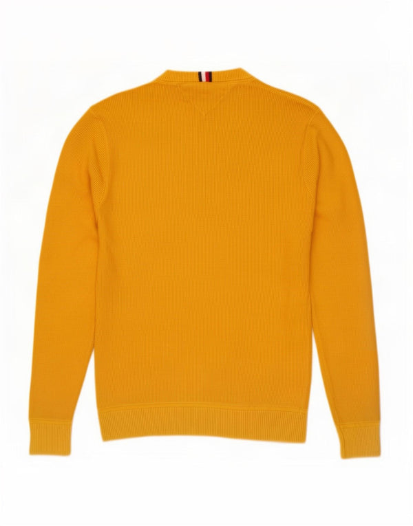 Tommy Hilfiger Mens Crew Neck Jumper Sweater Medium Yellow Cotton