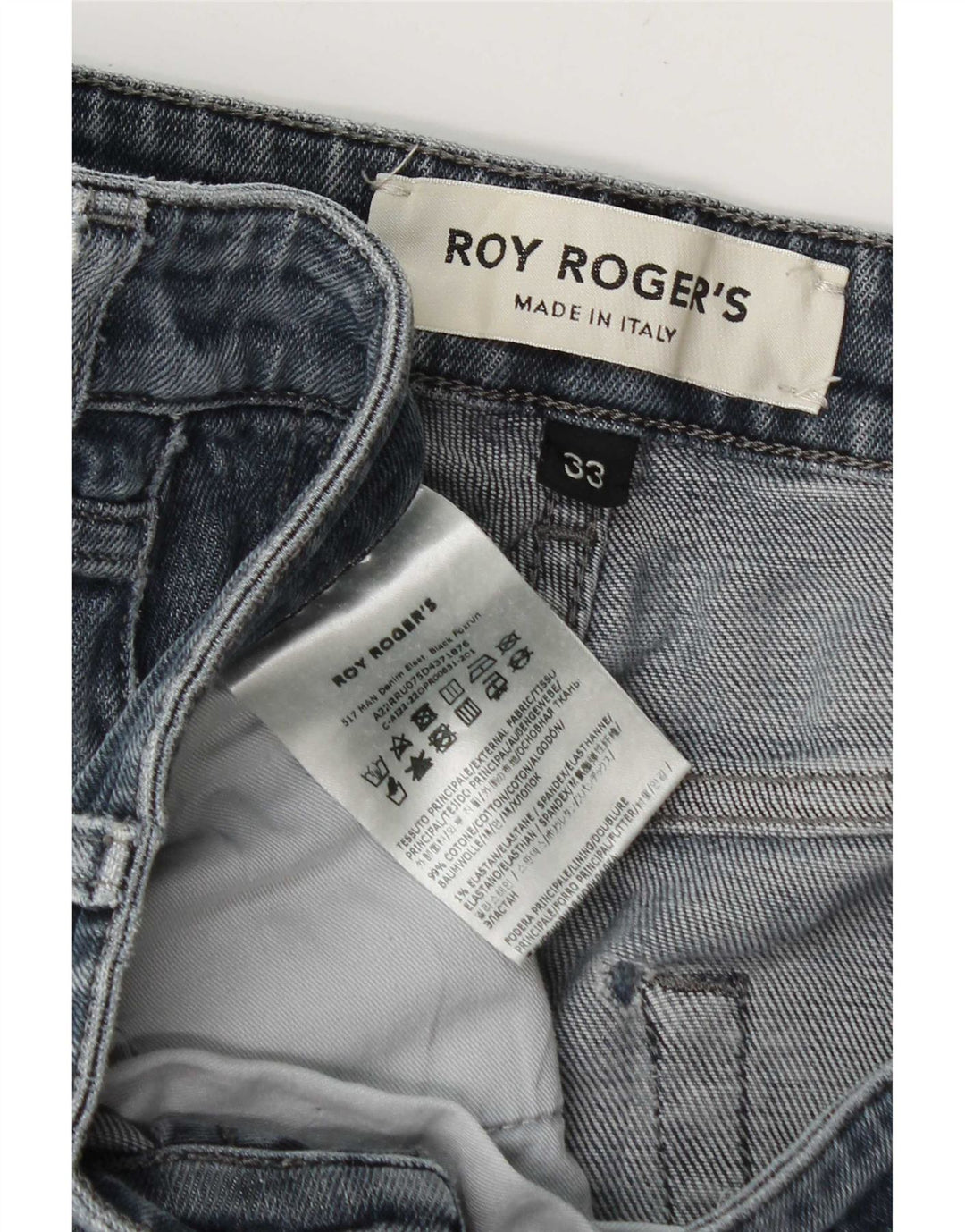 Jeans dritti da uomo Roy Rogers W33 L31 cotone blu