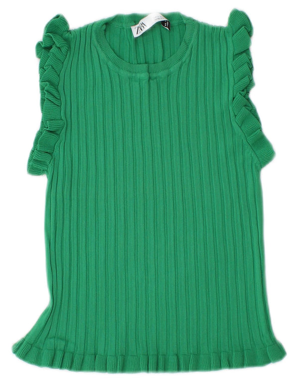 T-shirt corta da donna Zara UK 12 verde medio