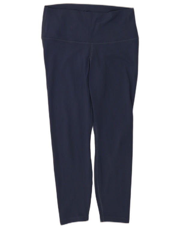 Nike Womens Dri Fit Leggings UK 14 Large  Navy Blue Polyester