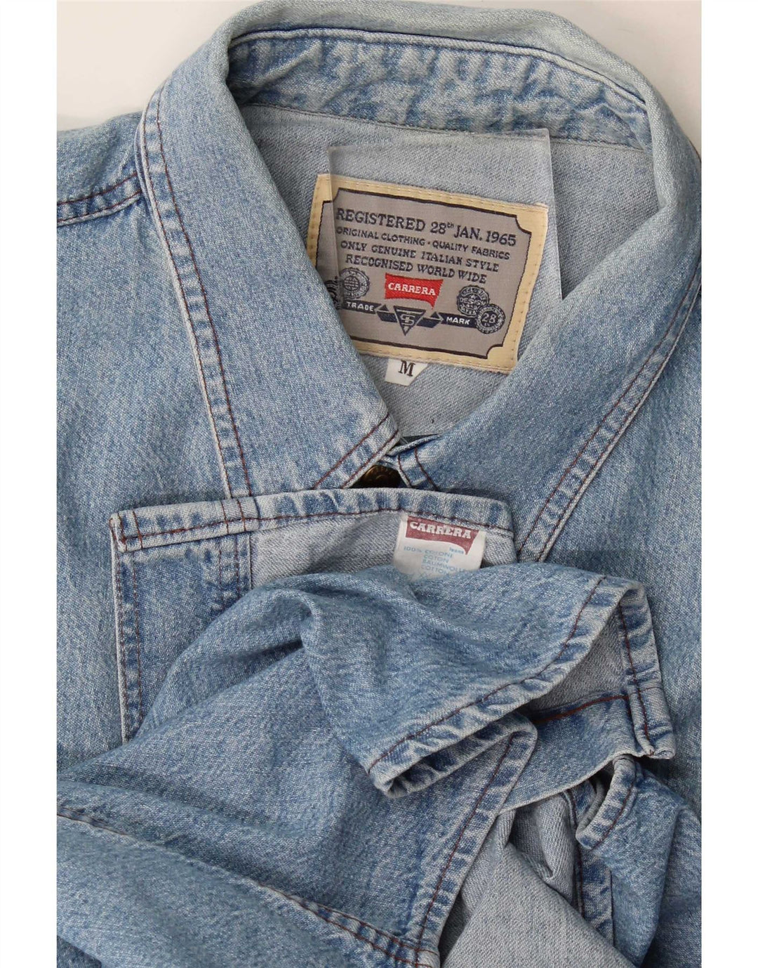 Camicia di jeans da uomo Carrera in cotone blu medio