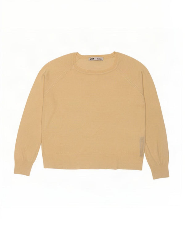 Maglione oversize con scollo a barca da donna Zara UK 10 piccolo in viscosa gialla