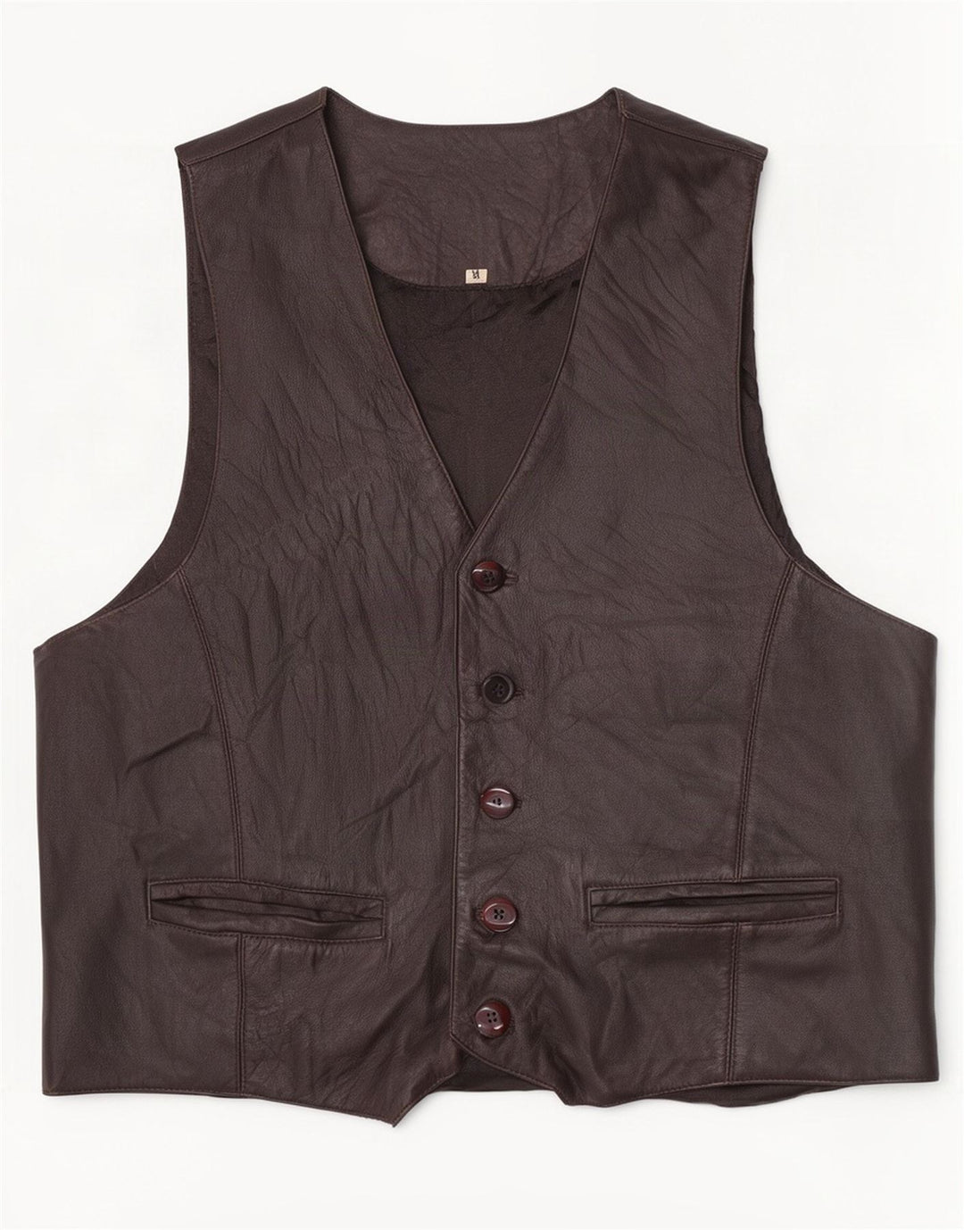 Gilet in pelle da uomo vintage marrone medio