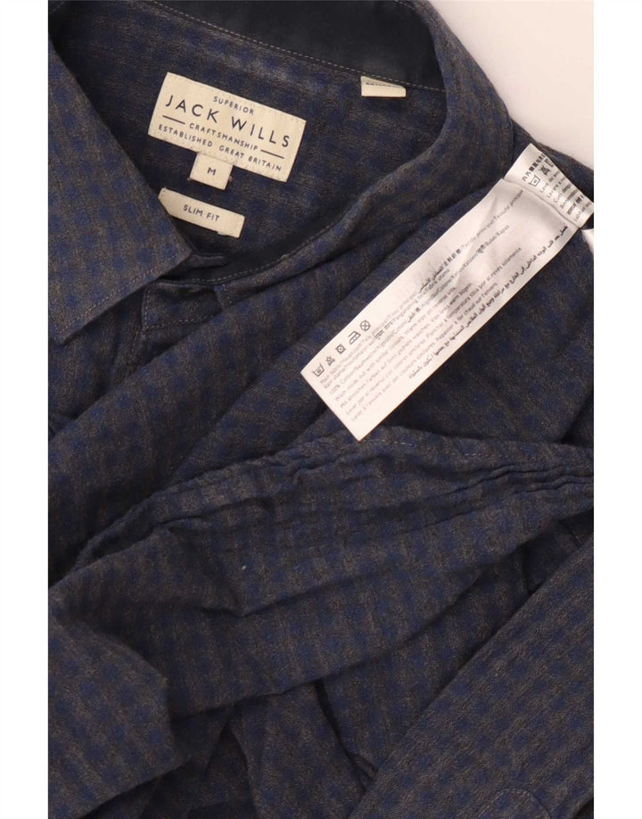 Camicia slim fit da uomo Jack Wills in cotone a quadretti blu navy medio