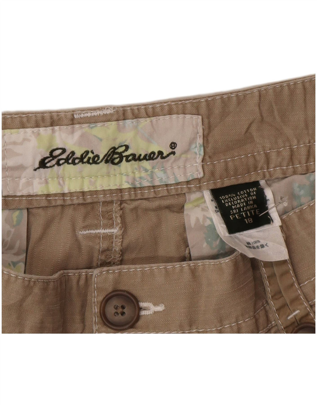 Pantaloncini cargo Petite da donna Eddie Bauer US 18 2XL W38 Cotone beige
