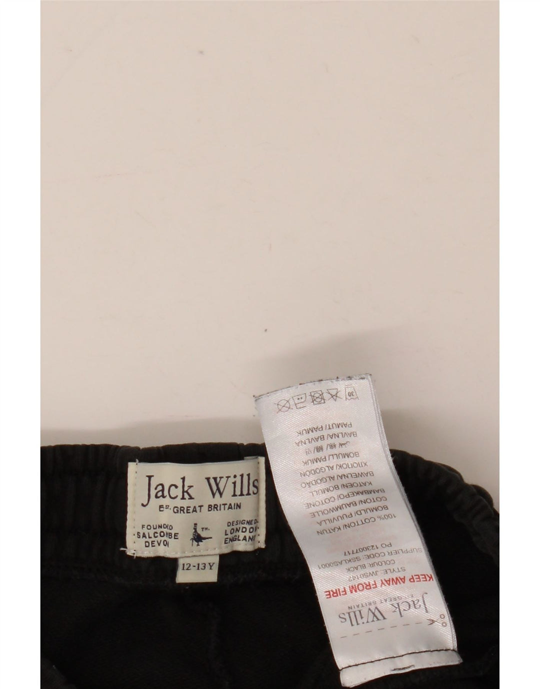 Pantaloncini sportivi grafici da ragazzo Jack Wills 12-13 anni in cotone nero