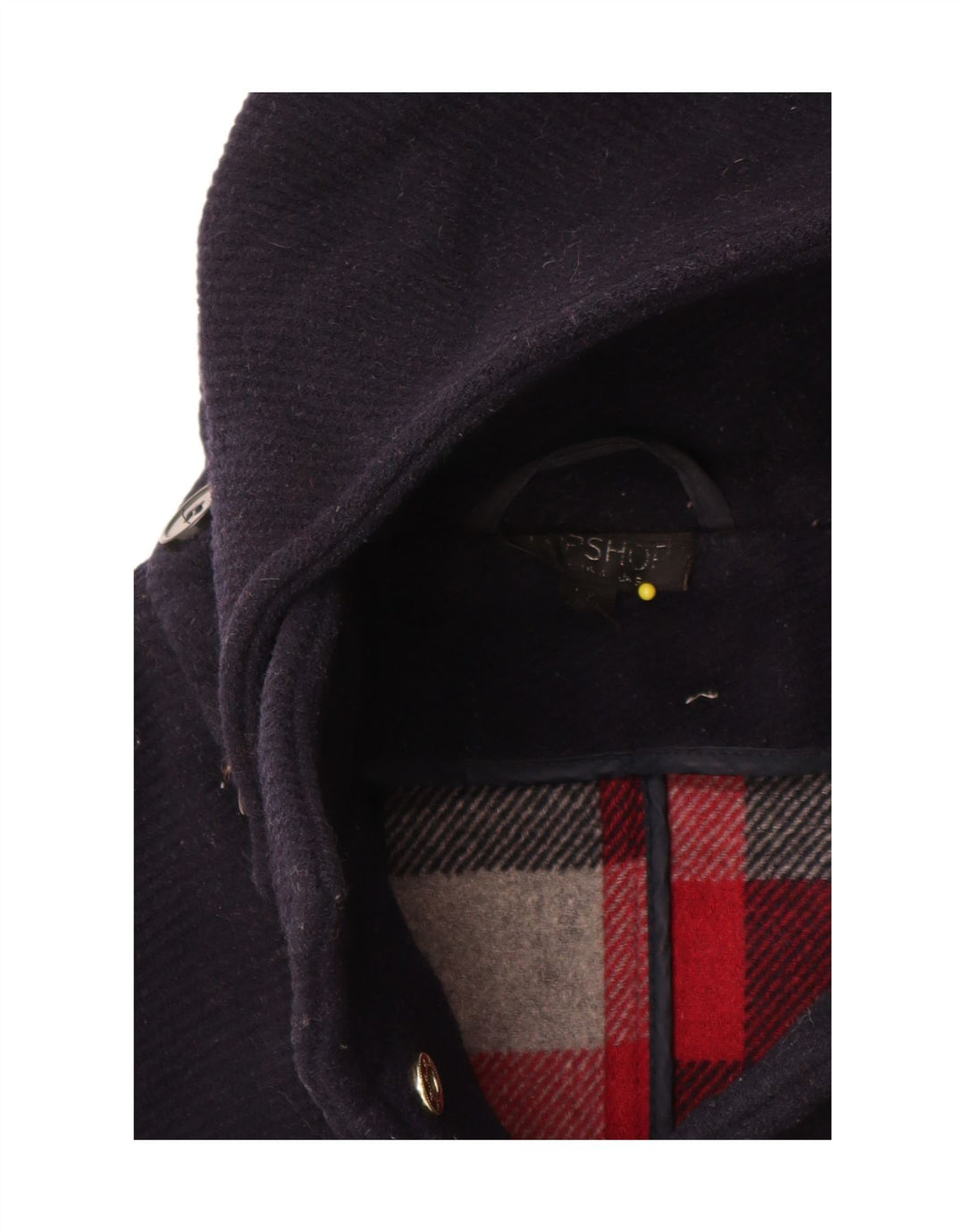 Montgomery con cappuccio da donna Topshop UK 10 piccolo in lana blu navy