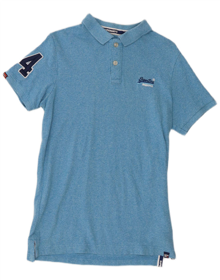 Polo grafica da uomo Superdry grande in cotone chiazzato blu