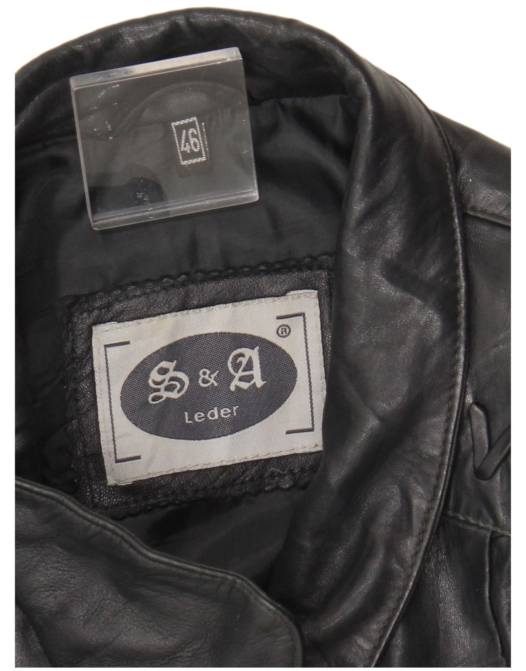 Giacca in pelle da donna vintage IT 46 grande in pelle nera