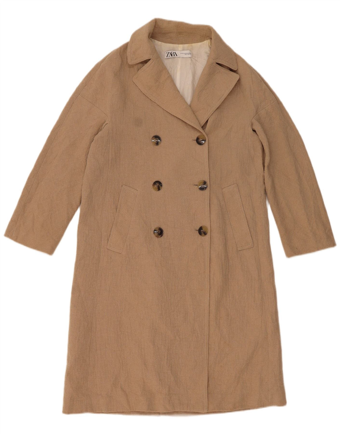 Cappotto doppiopetto da donna ZARA UK 14 Cotone beige medio