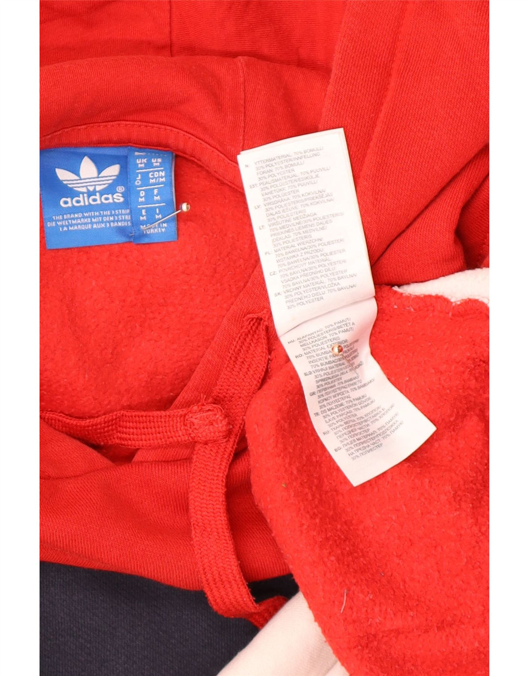 Maglione con cappuccio da uomo ADIDAS in cotone color block rosso medio