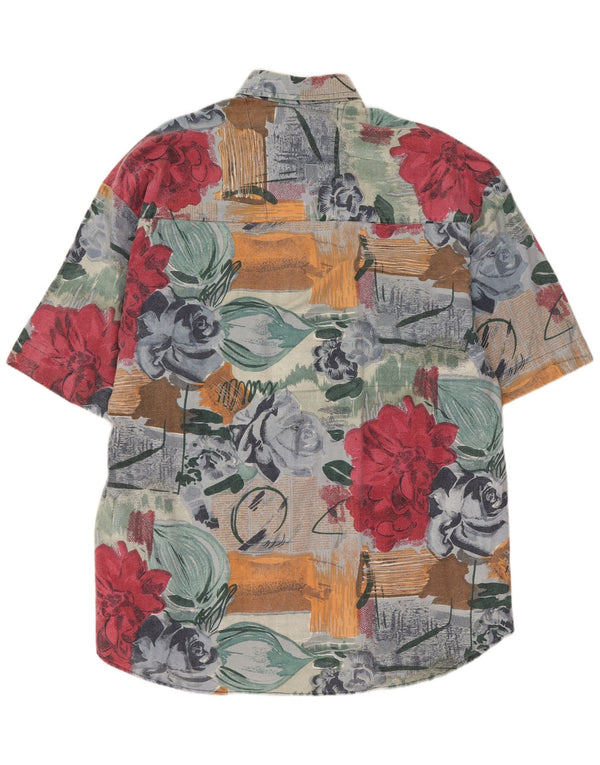 Camicia da uomo a maniche corte Dubin in cotone floreale medio multicolore hawaiano