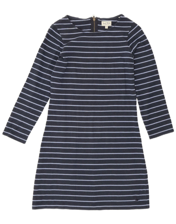 Abito t-shirt a maniche lunghe da donna Jack Wills UK 8 piccolo a righe blu navy