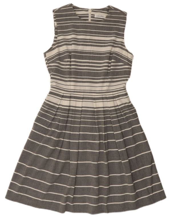 CALVIN KLEIN Abito da donna senza maniche a trapezio US 4 Small Grey Striped