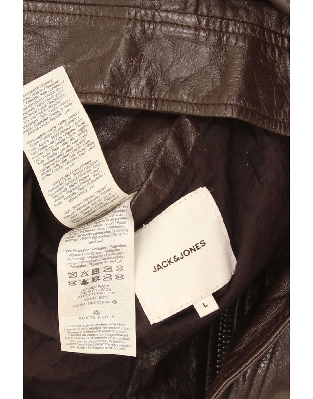 Giacca in pelle da uomo Jack & Jones UK 40 grande marrone