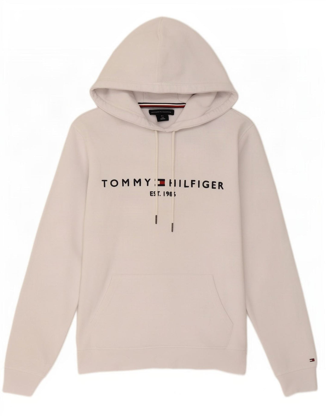 Maglione con cappuccio grafico da uomo Tommy Hilfiger in cotone bianco medio