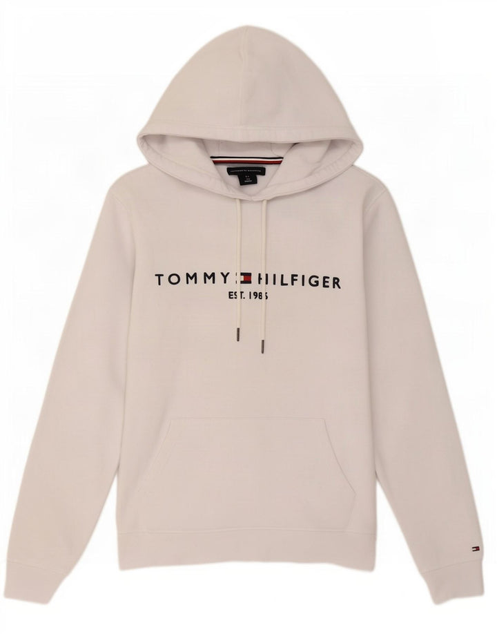 Maglione con cappuccio grafico da uomo Tommy Hilfiger in cotone bianco medio