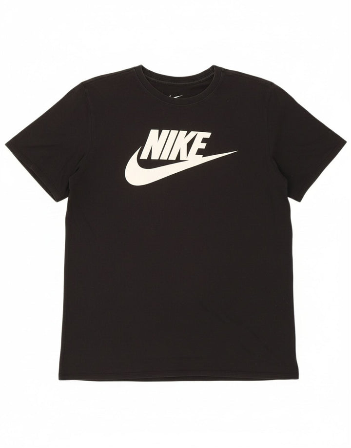 NIKE Mens Athletic Cut Graphic T-Shirt Top Large Black Cotton