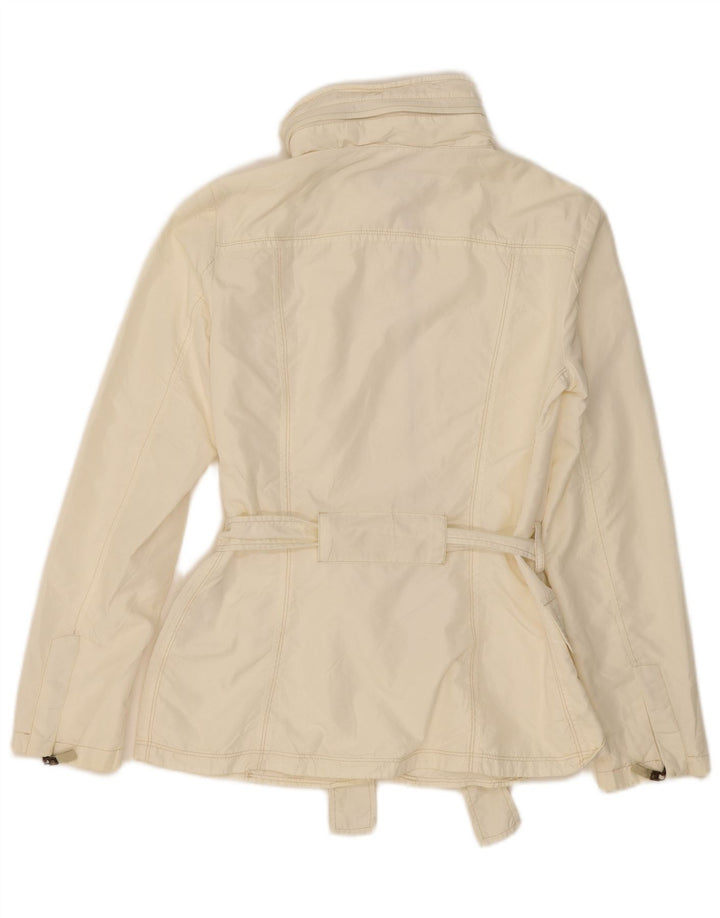 Giacca pratica con cappuccio da donna Zara UK 10 piccola in nylon bianco sporco