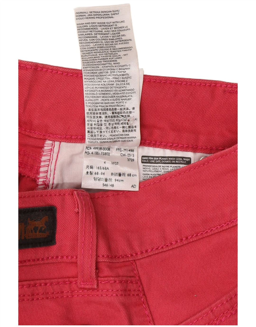 Jeans Capri da donna Levi's US 4 Small W27 L20 Cotone rosa
