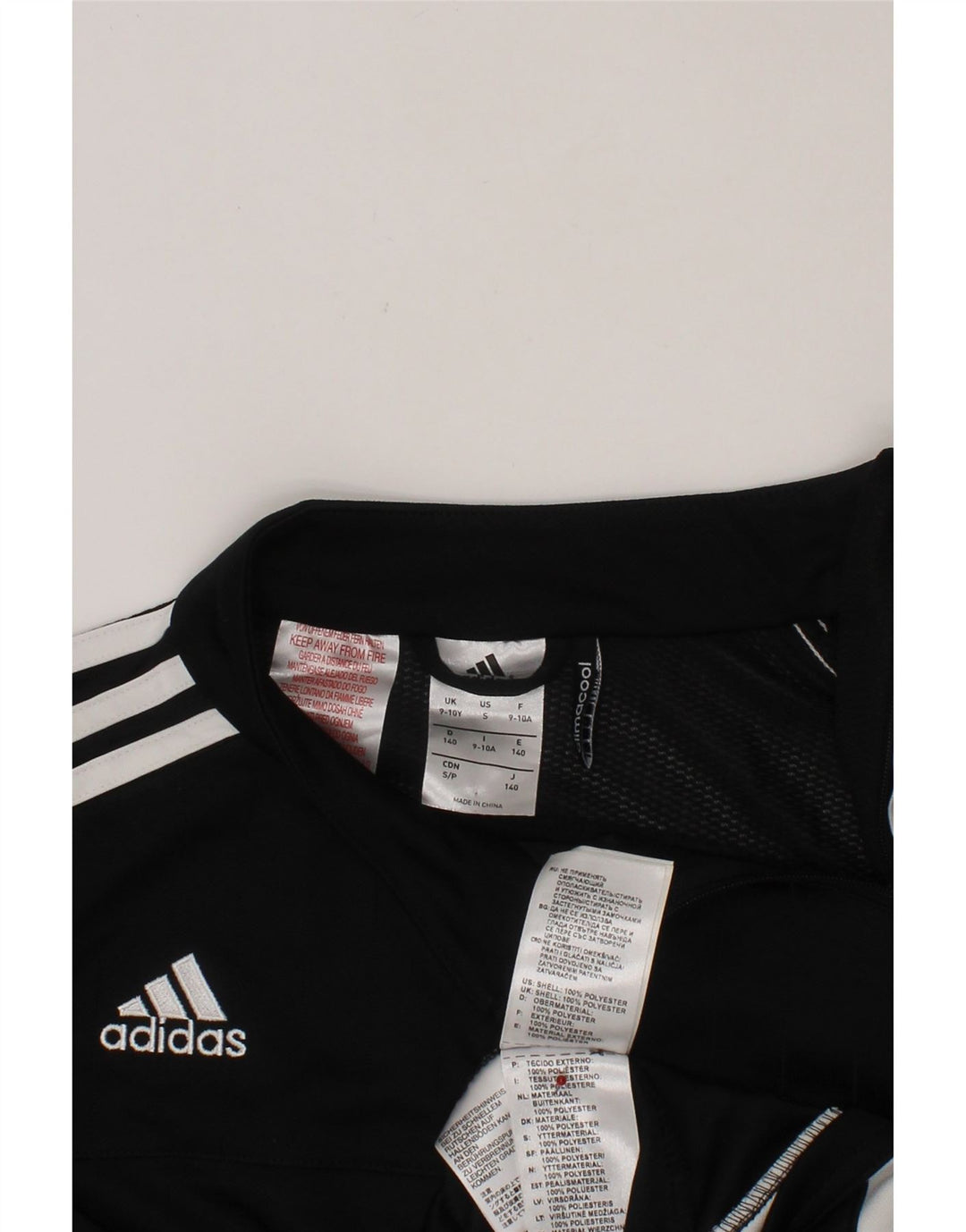 ADIDAS Boys Climacool Pullover Tracksuit Top 9-10 Years Black Colourblock