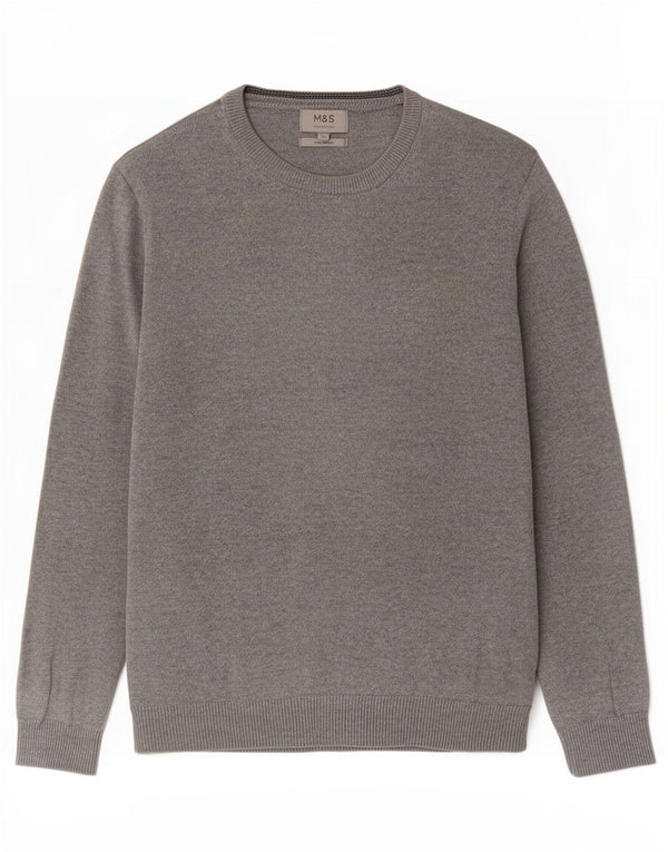 Marks & Spencer Maglione da uomo con scollo a barca grande in cotone grigio