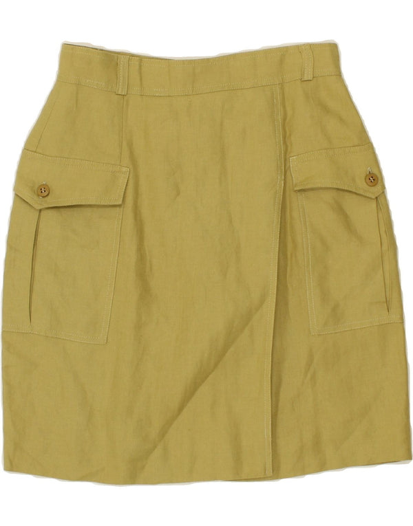 MAX MARA Womens Weekend Pencil Skirt UK 12 Medium W28 Yellow Linen