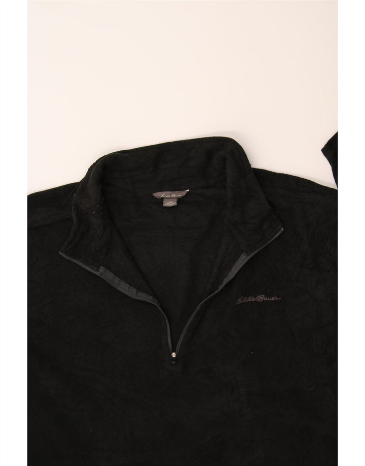 EDDIE BAUER Mens Zip Neck Fleece Jumper XL Black Polyester Vintage Eddie Bauer and Second-Hand Eddie Bauer from Messina Hembry 