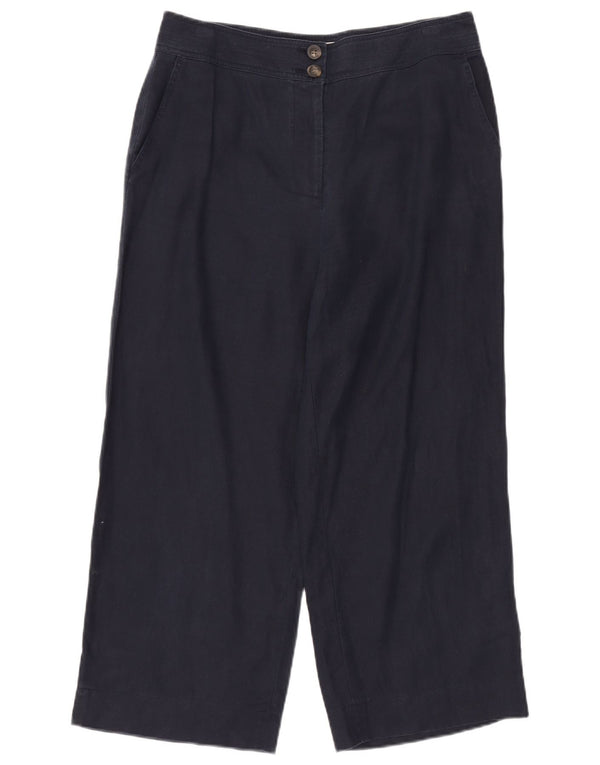 BODEN Pantaloni corti da donna a gamba larga UK 14 Large W34 L25 Lino blu navy