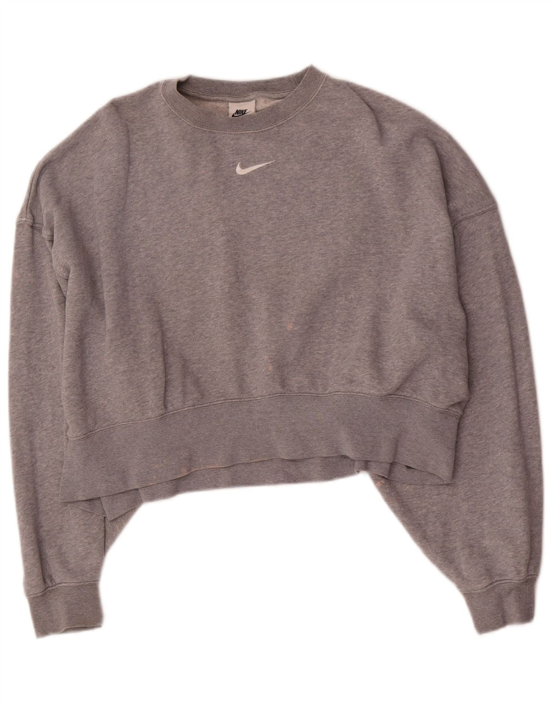 Felpa corta oversize da donna Nike UK 6 XS cotone grigio