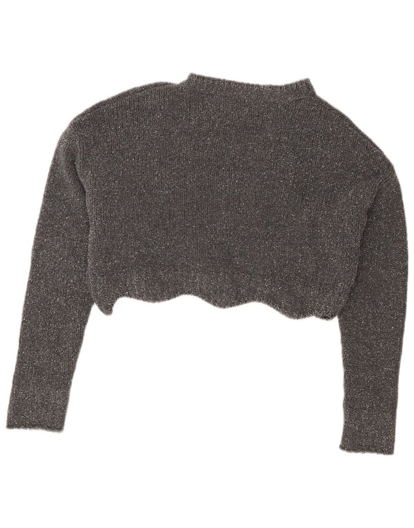 Maglione corto con scollo a barca da donna Zara UK 10 piccolo grigio screziato
