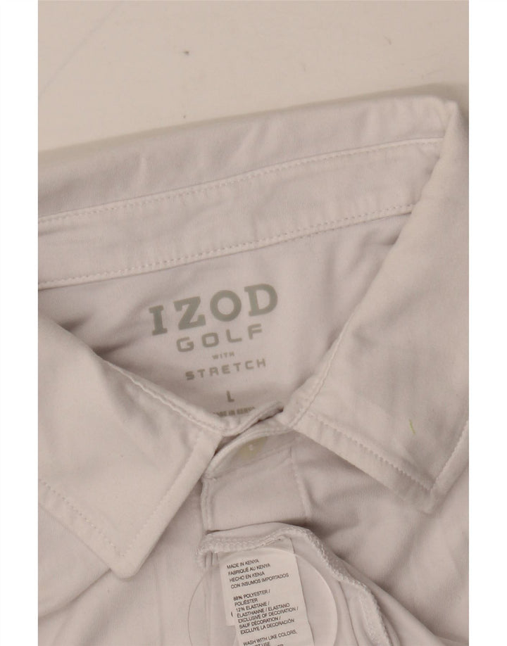 Polo da uomo IZOD grande in poliestere a righe bianche