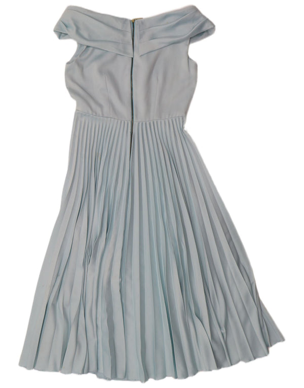 CLOSET Womens Pleated Off Shoulder Dress UK 10 Small  Blue