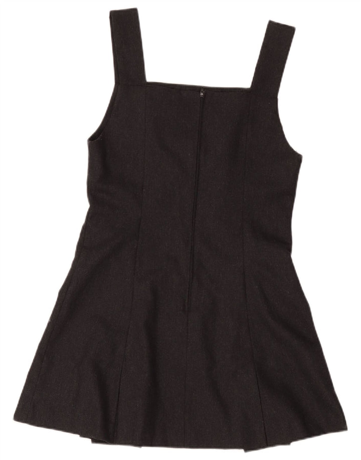 Abito vintage da donna mini senza maniche a trapezio IT 44 lana grigio medio