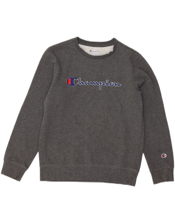 CHAMPION Boys Graphic Sweatshirt Jumper 11-12 Years Large Grey Cotton