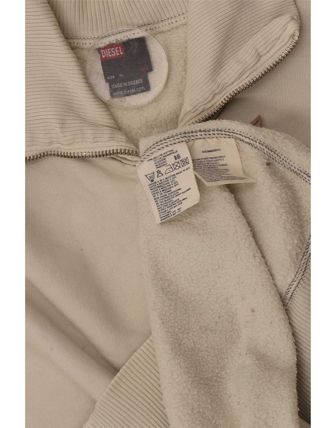 Giacca da ginnastica grafica da uomo Diesel XL in cotone bianco
