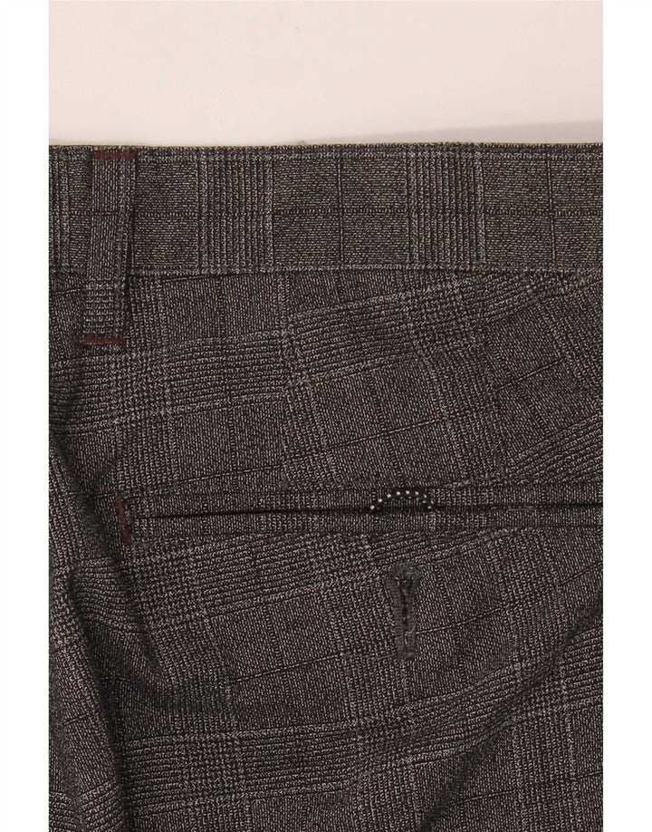Pantaloni da abito slim da uomo Ted Baker W32 L30 poliestere a quadri grigi