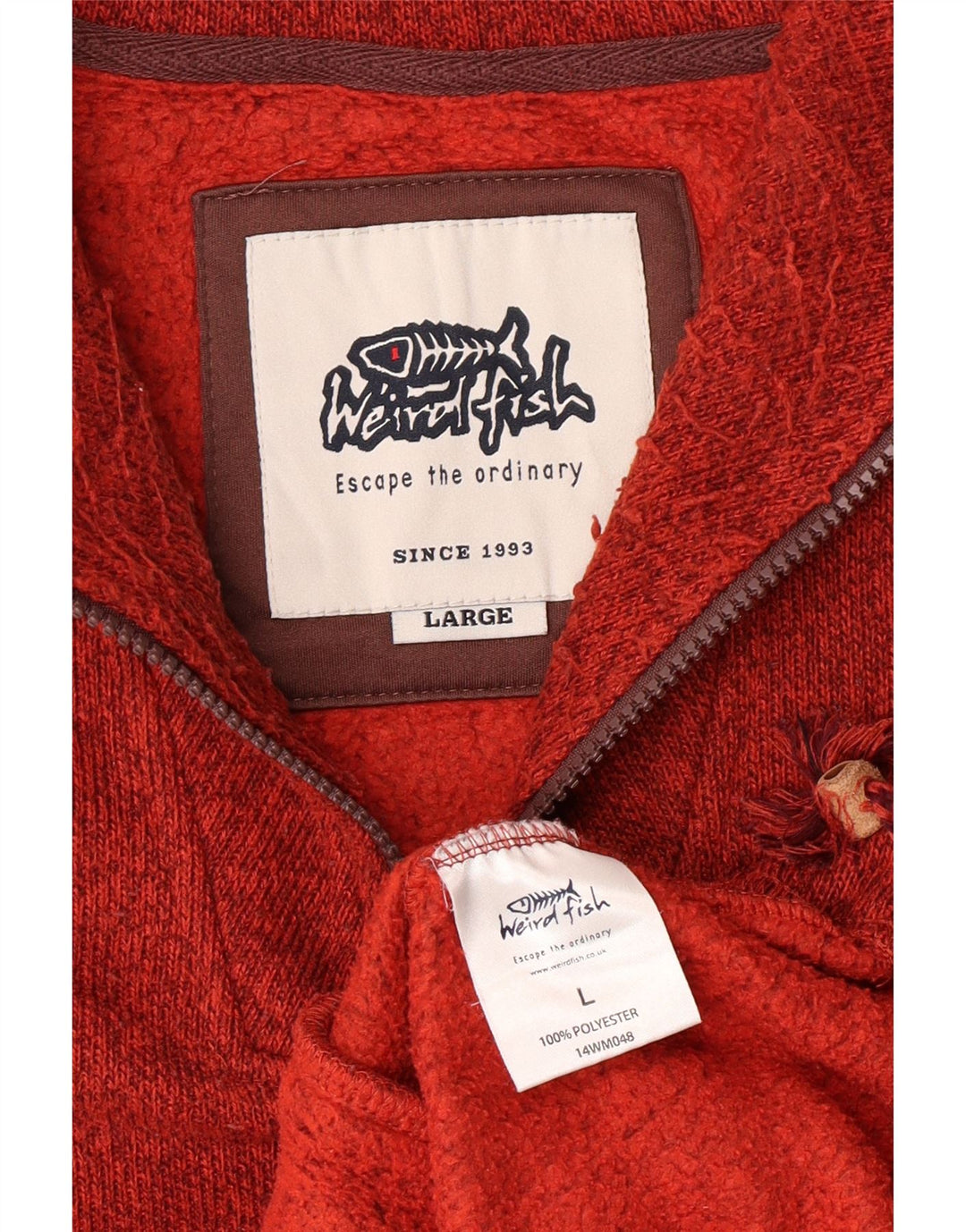 Felpa da uomo con collo con zip Weird Fish, grande poliestere chiazzato rosso