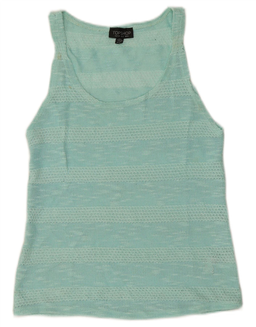 Topshop Canotta da donna Top UK 8 Small Poliestere a righe turchesi
